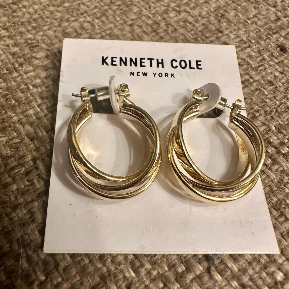 Kenneth Cole Gold Twisted Hoop Earrings